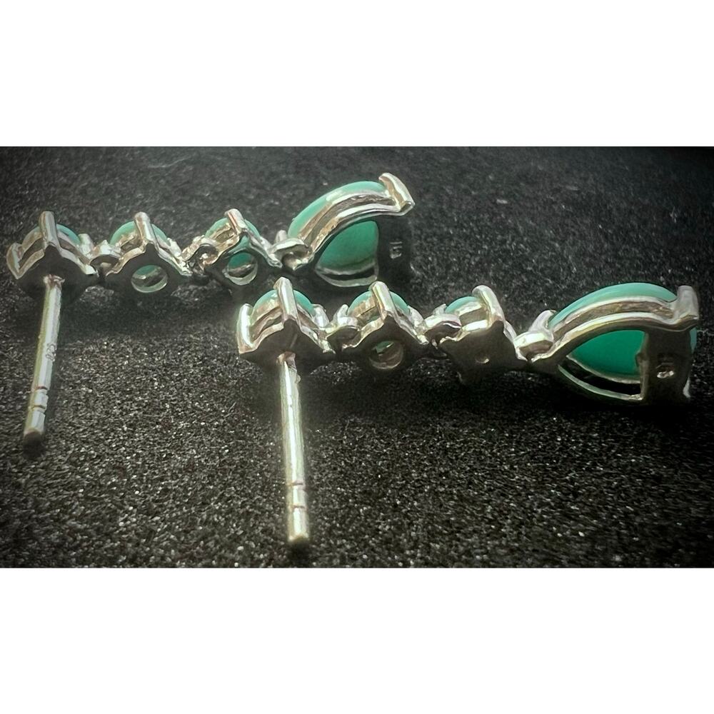 Sleeping Beauty Turquoise Sterling Dangle Earrings - Picture 9 of 10